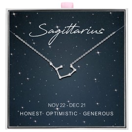 ALoveSoul 925 Sterling Silver Constellation Horoscope Zodiac Sagittarius Necklace, Gift for Women Girls