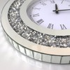 DMDFIRST Silver Round Mirror Clock 20x20inches Crystal Sparkle Twinkle Bling