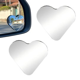 Shakas Cars Heart Shaped Blind Spot Mirrors, Heart Shaped Frameless High-definition Auxiliary Rearview Mirror, Adjustable Angle Expand Horizons Waterproof Self-adhesive Parts, for Most Cars (White)