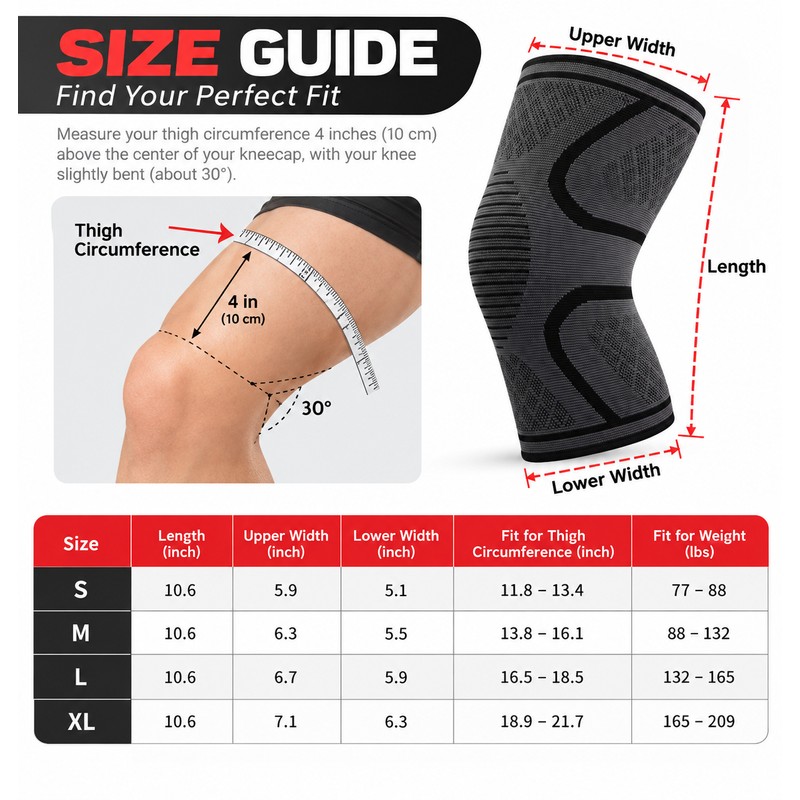 Compression Knee Sleeve for Sports – Breathable Elastic Knit Support