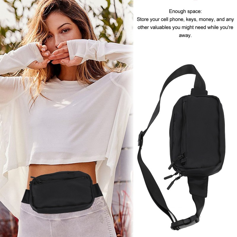 Waist Bag Double Layer Large Capacity Adjustable Strap Waterproof Nylon