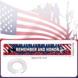Yard Lawn Memorial Decoration, Remember and Honor Banner Red White Blue Independence Decor 4th of July Ornaments for Patriotic Home Party Decorations