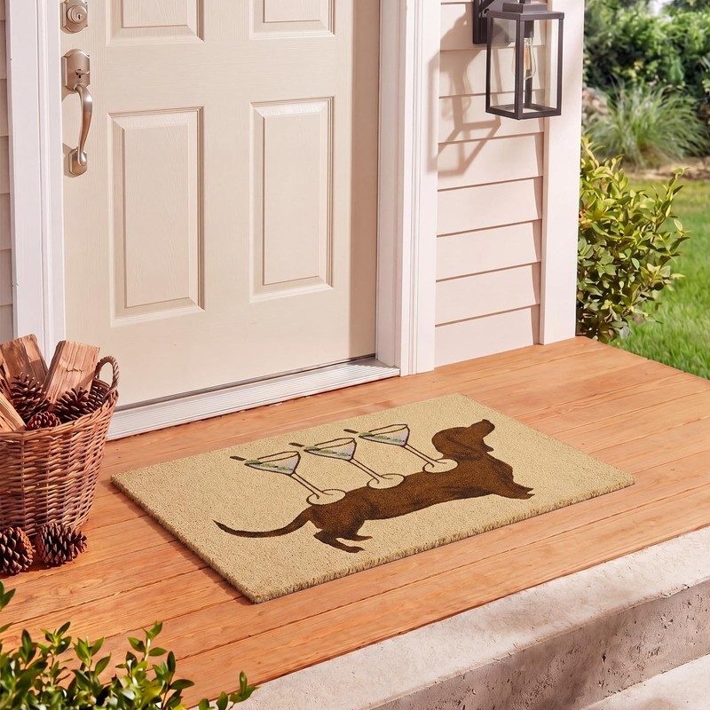 Tinideya Martini Dachshund 24 x 32 in Welcome Mat Funny