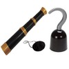 Costume Set Pirate Hook with Eye Patch & Telescope Black