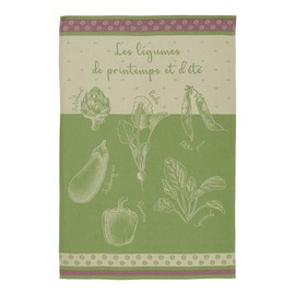 Coucke Printed Cotton Tea Towel, 50 x 75 cm, Summer Vegetable Garden