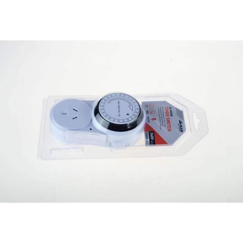 SAS Electrical 240V 10A 24-Hour Timer, White, 120 x 70