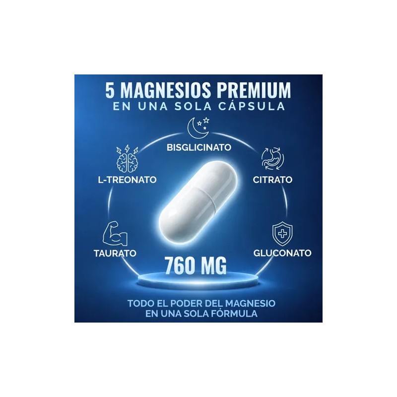 5 Magnesios Veganos Con Camu Camu 60 Cápsulas