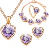 QKEPCY Love Heart Jewellery Set 4 PCS Fashion Heart Necklace