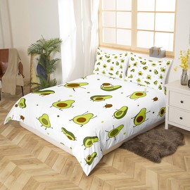 Homemissing Niedlich Avocado Bettwäsche Set 135x200cm für Mädchen Jungen Kinder Karikatur Avocado Betten Set Kawaii Zimmer Dekoratives Bettbezug Set Schön Frucht 2St