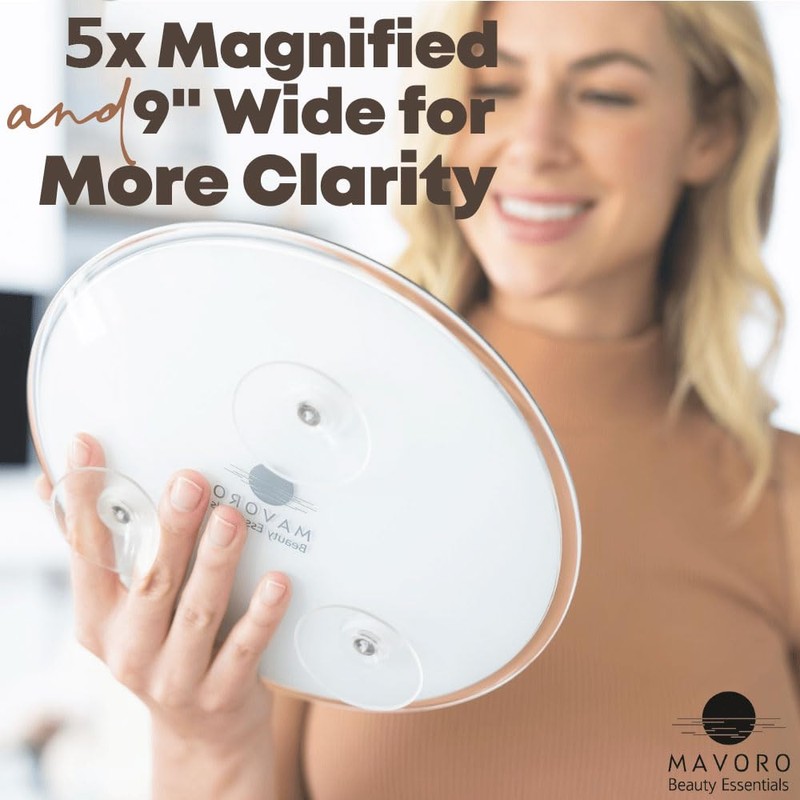 Mavoro 9'' Magnifying Mirror with 3 Strong Suction Cups |