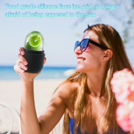 Ice Roller for Face, Eyes and Neck - Reusable Ice Roller - Instant Cooling and Puffiness Reduction - Face Massage for Puffiness - Manual Eye Massager for Wrinkles - Natural Skincare Tool (Black)