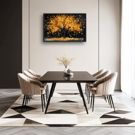 Olivine Fall Tree Large Wall Art, Black And Gold Pictures Wall Decor, Tree Of Life Canvas Prints Paintings, Framed Artwork for Dining Room Bedroom Living Room Office Bathroom Home Decoration 36"x24"