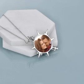 ONEFINITY Sterling Silver Compass Locket Pendant Necklace for Women Men Viking Vegvisir Talisman Rune Holds Pictures Jewellery Gift