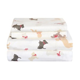 Pointehaven Heavy Weight Flannel Sheet Set, Twin, Winter Dogs