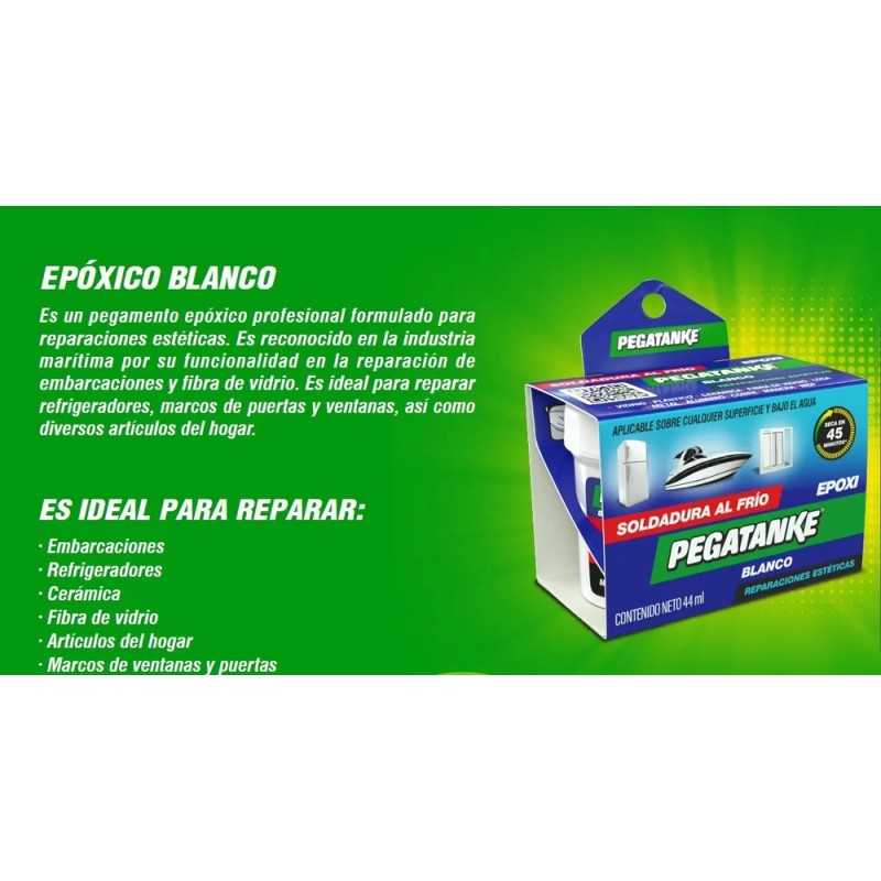 Epóxico Blanco Soldadura Al Frío Epoxi 44ml Pegatanke Acero