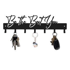 useNumber Be The Best You Key Hooks for Wall,Delicate Fashion Black Metal Key Holder Wall Mount,Be The Best You Key Hanger with 7 Kooks for Wall Decoration,Hallway,Office