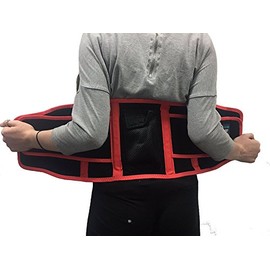 Neoprene Lumbar Support with Compression Pull Straps & Phone/Music Player Pocket - Waist/Lower Back Brace Body And Base Ltd (S = 22-27" (57-69cm))