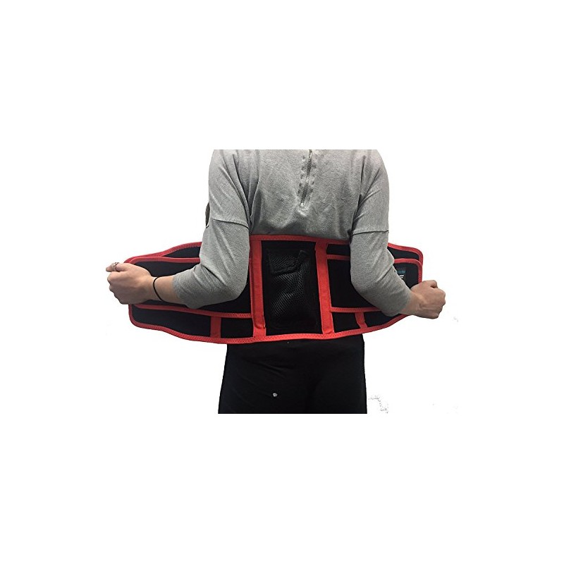 Neoprene Lumbar Support with Compression Pull Straps & Phone/Music Player