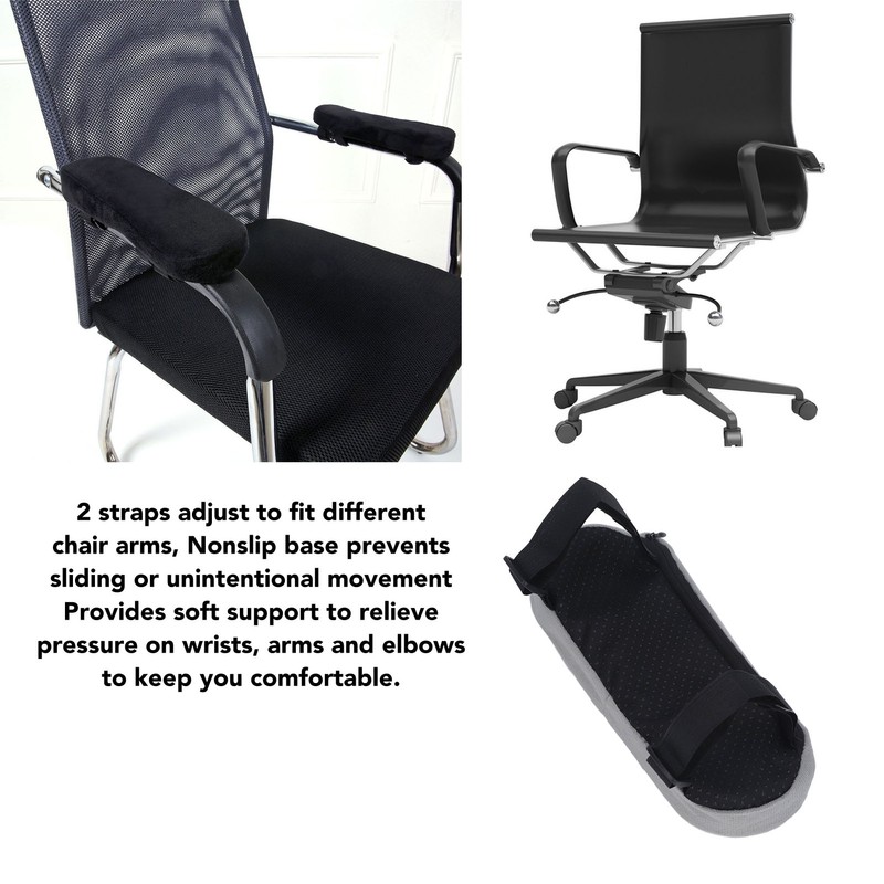 4Pcs Chair Arm Rest Pads Covers Soft Foam Adjustable Strap