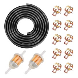 Fuel Hose Kit, Fuel Hose Diameter 8 mm Inner Diameter, Length 2 m, with 10 Hose Clamps, 2 Fuel Filters, for Motorcycles, Cars, Lawnmowers, Trucks