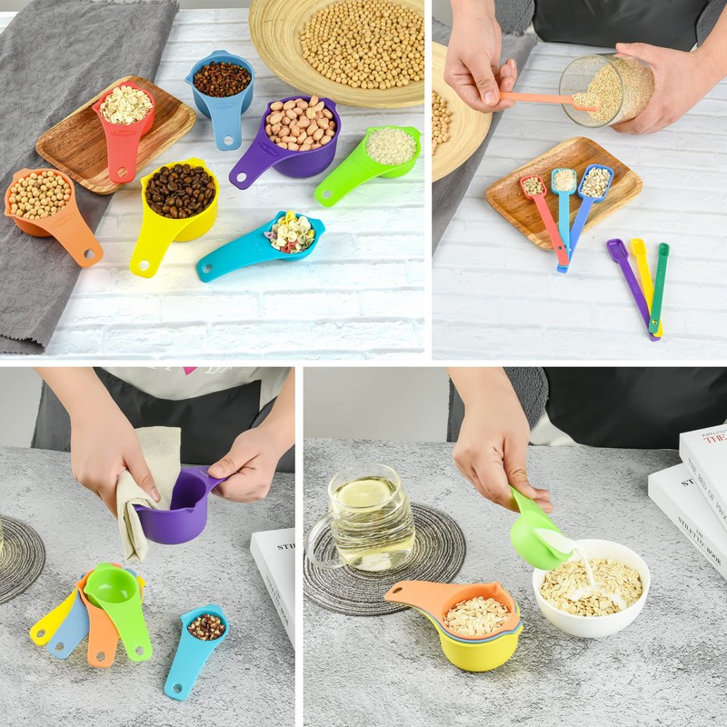 Viwehots Measuring Cups and Spoons Set Set 15, Dry Plastic