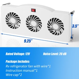 Makevivi 12V RV Refrigerator Fan, RV Fridge Fan for Efficient Air Circulation, Runs Quietly, Prevents Ice Buildup, Maintains Food Freshness