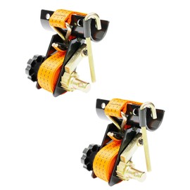 Rack Ratchet Straps, W/J-Hook (2PCS), 2" Black Round Tube Mount, 1.5" Wide x 7.5' Long, Orange Ladder Rack Ratchet Straps, 500 lbs Load Heavy Duty, Truck/Lumber Rack Straps, Pipe/Roof Rack Strap