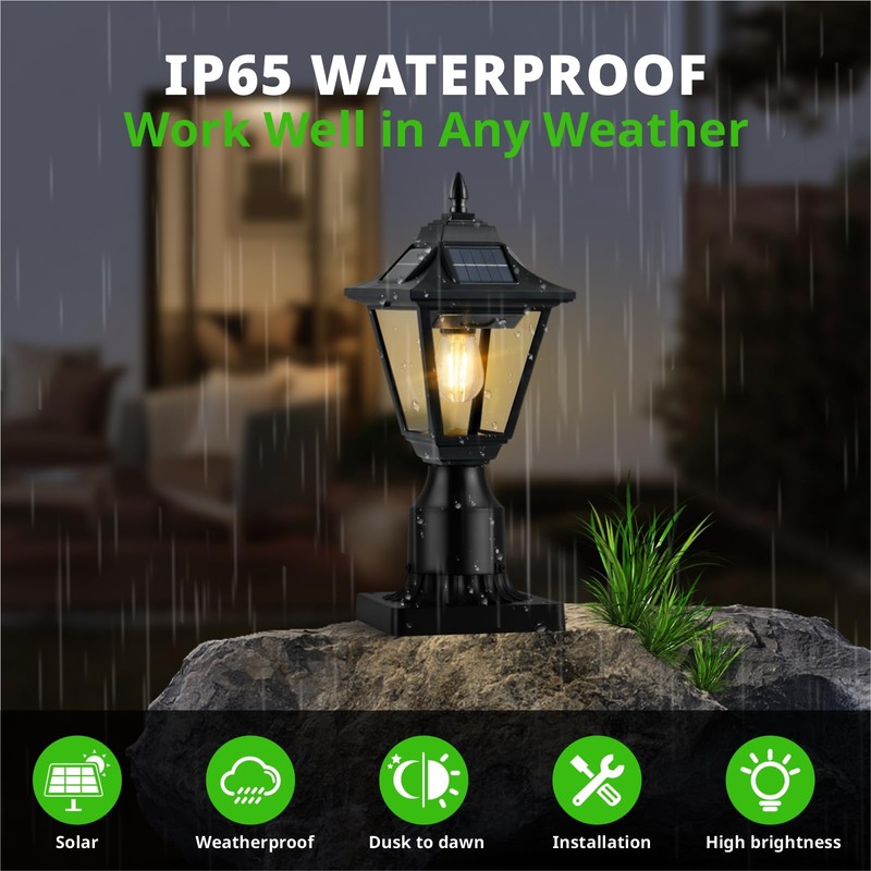 TPSHPTS Solar Post Lights, Outdoor Solar Lamp Post Light with