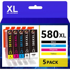 AUBEN PGI-580 CLI-581 XXL Cartridges Replacement for Canon 580 581 Printer Cartridges Compatible with Canon Pixma TS705 TS6350 TR8550 TS8350 TS9550 TR8500 TS8351 TS6150 TS6250 TS8150 TR7 550 TS8250