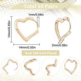 SUNNYCLUE 1 Box 20Pcs Real 18K Gold Plated Brass Heart Earring Hoops Hook Huggie Earrings Bulk Metal Love Hearts Shaped Tiny Cartilage Hooks Hoop Findings for Jewelry Making DIY Crafts Women Supplies