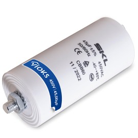 VIOKS Capacitor CBB60 Motor Capacitor 45µF 450V Universal Starting Capacitor Capacitor Motor with 6.3 mm AMP Plugs and Mounting Screw M8 for Electric Home Appliances