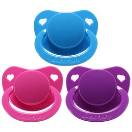 [CutiePlusU] Adult Large Size Pacifier Rubber Pacifier for Adults [3 Pack]-Dark Blue,Pink,Purple