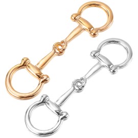 ValueBargain Horsebit Silk Scarf Buckle 2 Pcs - Luxury Metal Scarf Ring Clasp for Women, Gold & Silver Vintage Muffler Accessories (Elegant Horsebit Design)