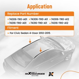 maXpeedingrods 2 Pcs Left & Right Roof Drip Molding Weatherstrip for Honda Civic Sedan 4-Door 2012 2013 2014 2015 Replace 74316TROA01 74306TR0A01 74316TROA11 74316TR0A12