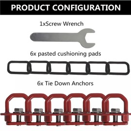 Tie Down Anchors Truck Bed Side Wall Anchor Compatible with 2007-2023 Chevy Silverado/GMC Sierra, 2015-2023 Chevy Colorado/GMC Canyon, 6Pack Red