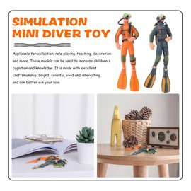 jojofuny 2Pcs Desktop Diver Ornaments - Scuba Diver Toy, Scuba Diver Figurines, Diver Figures Imitated, Scale Models People, for Swimmers Figurines Scuba Diver People Figurines DIY