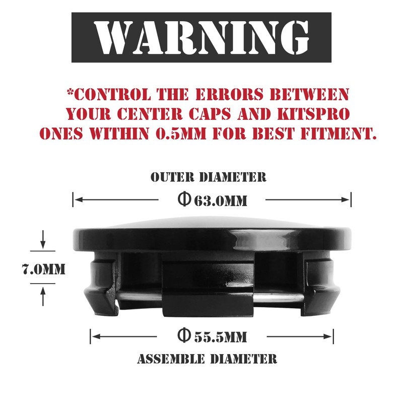 KitsPro 2.5Inch 63MM Wheel Center Caps for Dodge RAM 1500