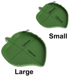 Bilindasly 2PCS Leaf Shape Reptile Feeder Green Reptile Food and Water Bowl Food Dish Plate for Lizards Tortoises Turtle Aquatic Pet Supplies, S+L