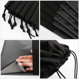 16 Pack Travel Shoe Bags Portable Large Shoe Organizer Storage Bag Waterproof Dustproof Shoe Storage Bags with Transparent Windows for Women Men, black