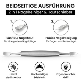 Excellent Cuticle Pusher (Nail Cleanser, Double Instrument, Suitable for Natural and Artificial Nails)