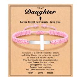 PINKDODO Daughter Gifts from Mom, Daughter Cross Bracelet Religious Christian Easter First Communion Confirmation Gifts for Teen Girls