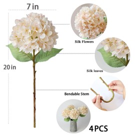 mizii 4Pcs Burnt Orange Artificial Hydrangeas Flowers Large Fake Silk Hydrangea Flower with Stems Realistic Faux Hydrangea Decorations for Wedding Table Centerpieces Vase Home Decor (Burnt Orange)