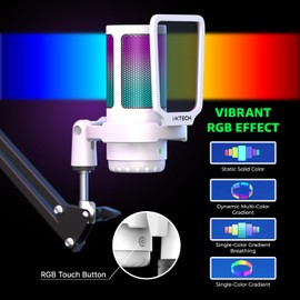 IXTECH Gaming Microphone for PC with Boom Arm, Podcast Condenser Mic with Pop Filter, Quick Mute Button, Gain Knob, Mic Arm and Computer Mic with Gain Control for Streaming Podcasting Recording