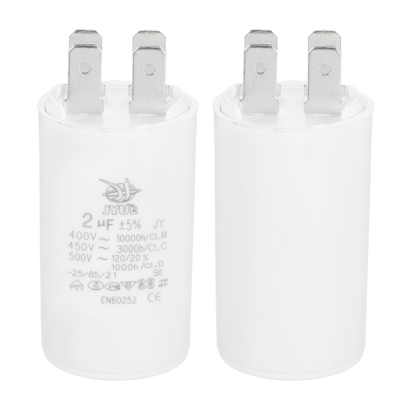 PATIKIL CBB60 2uF Run Capacitor,2 Pcs AC450V 4 Pin Double