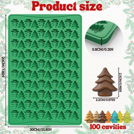 Crethinkaty Mini Christmas Moulds, Silicone Christmas Tree Mould, 100 Cavity Christmas Tree Shape Silicone Moulds, Mini Gummy Mould for Baking, Cookies, Pudding, Jelly, Dog Biscuit