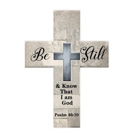 Be Still and Know That I Am God Wood Cross Wall Sign Plaque Farmhouse Living Room Home Decor Wood Wall Art Cross Plaque 5x7 inch