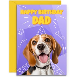 Dad Beagle Birthday Card - Superhero Cute Dog Design - A5 Size with Envelope