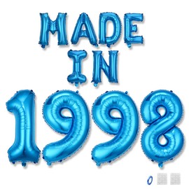 Jurxy Birthday Decoration Women Man 27th Birthday Decoration Balloons Made in 1998 Balloons Blue Foil Balloons Happy Birthday Banner