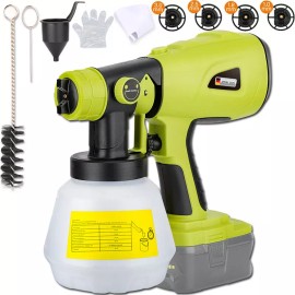 Jhjqzcyg High Pressure Cordless Paint Sprayer for Ryobi Battery Electric HVLP Spray Gun