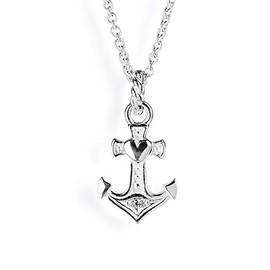 Heartbreaker LD GLH 32 Small Anchor Pendant with Zirconia / Faith, Love & Hope Collection/Pendant Silver 925 Sterling Nickel-Free, Sterling Silver, Cubic Zirconia